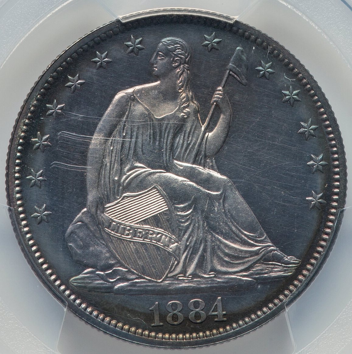 1884-Seated-Liberty-Half-PCGS:-Scratchy-Coin,-Scratchier-Slab