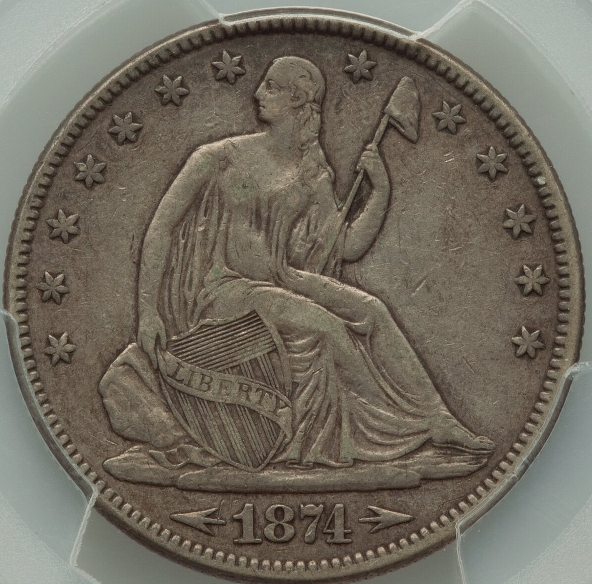1874-Seated-Liberty-Half-PCGS:-Common-But-Comely