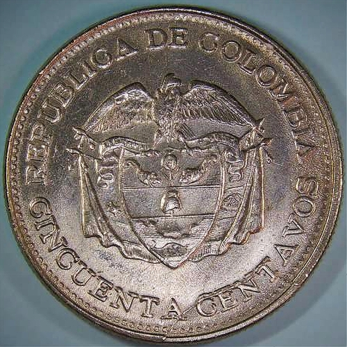 Colombia-1966-50-Centavos-Retained-Die-Break