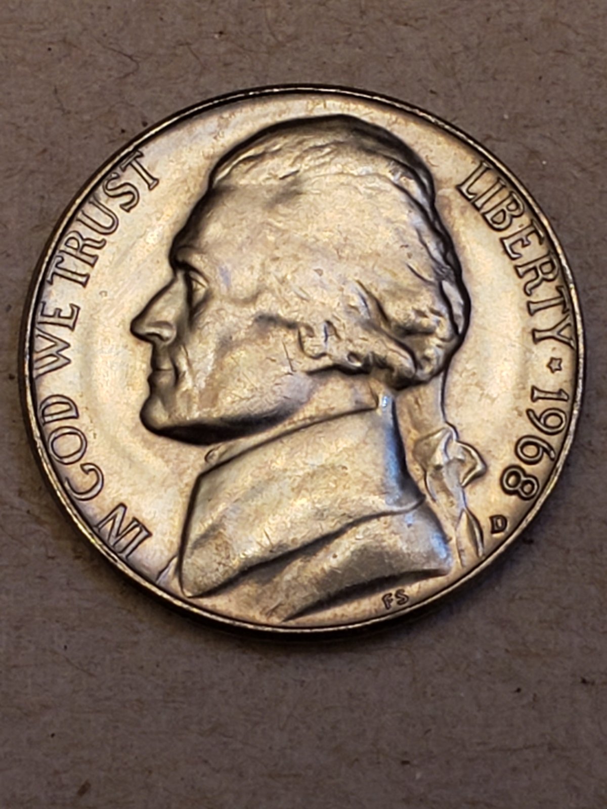 1968-D-Jefferson-Nickel-Nice-Strike-On-The-Steps-But-Too-Many-Hits