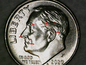 2020-P-Dime-With-Multiple-Die-Chips-Front-And-Back.