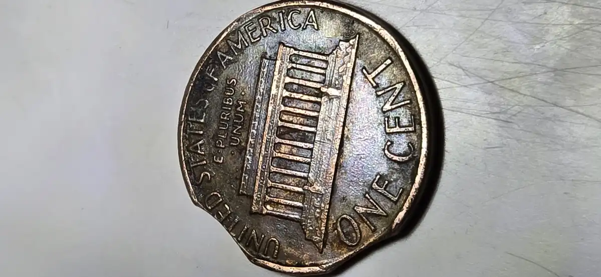 1988-Penny-DDO-/Ddr,-Off--Center-Strike,-Spiked-Head-Obverse-Die-Crack,-Double-Clipped-Planch