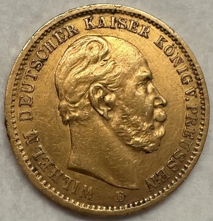 1874-B-German-Empire-Gold-20-Mark---Kaiser-Wilhelm-I---Hannover-Mint
