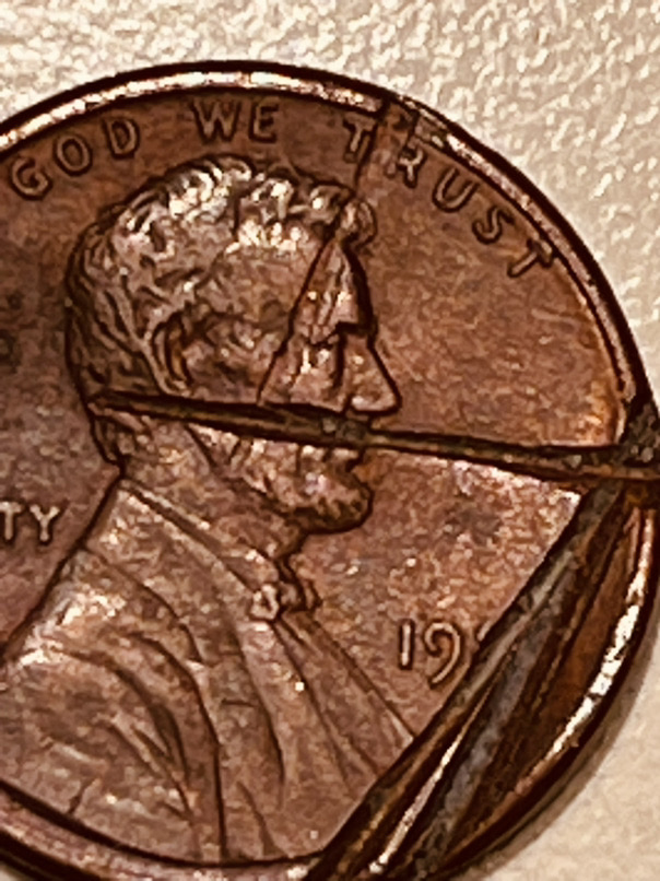 19*-Lincoln-Memorial-Cent-From-Coin-Roll,-Error-Or-Post-Damage