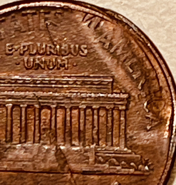19*-Lincoln-Memorial-Cent-From-Coin-Roll,-Error-Or-Post-Damage
