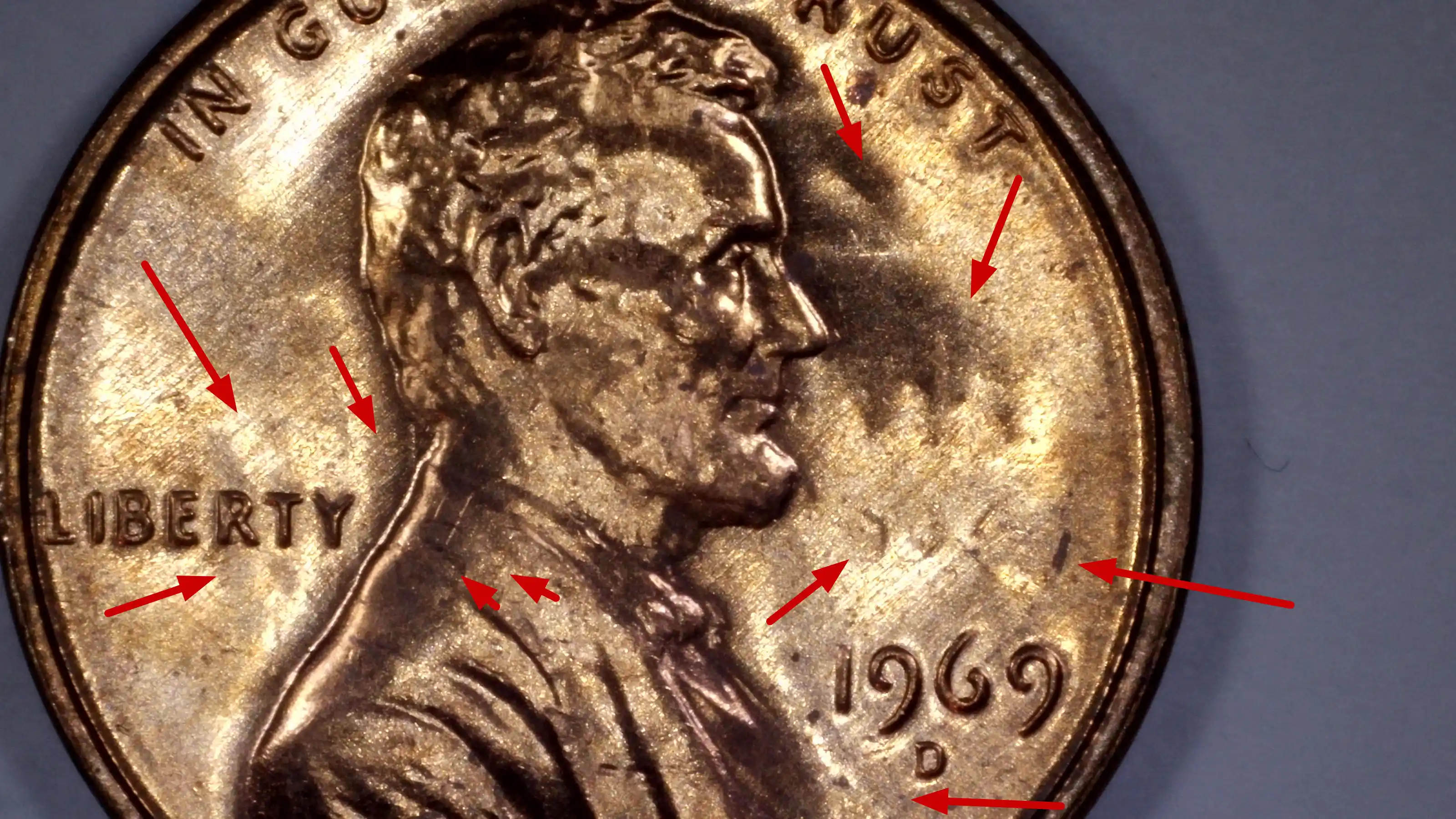 1969-D-Lincoln-Memorial-Penny---Odd-Letters-And-Design-Underneath