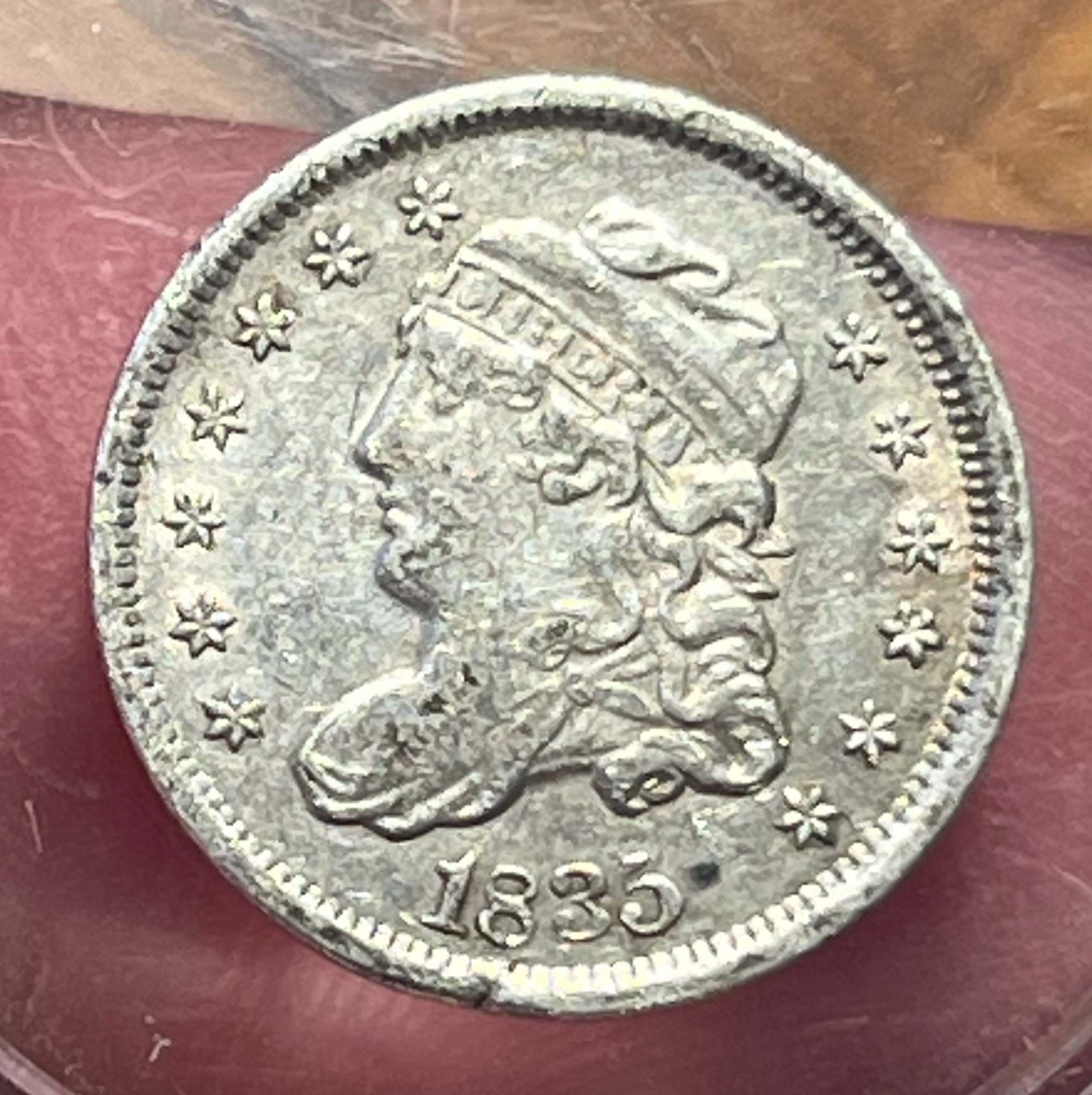 1835-Half-Dime-,-Planchet-Flaw?-Will-It-Grade-Out-At-NGC?
