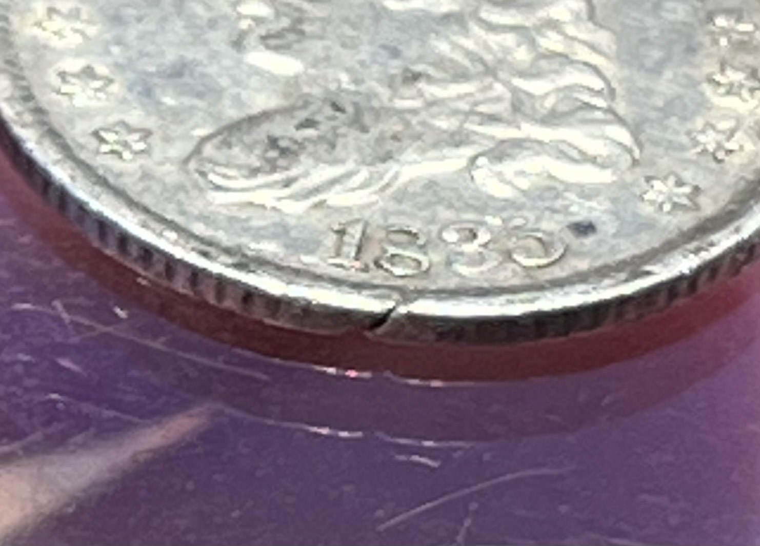 1835-Half-Dime-,-Planchet-Flaw?-Will-It-Grade-Out-At-NGC?