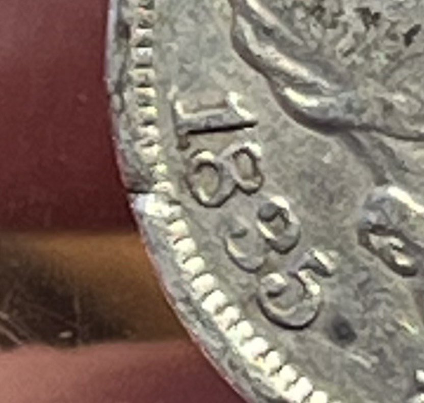 1835-Half-Dime-,-Planchet-Flaw?-Will-It-Grade-Out-At-NGC?
