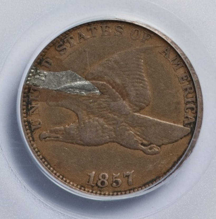 1857-Flying-Eagle-Struck-Through-Foreign-Fragment