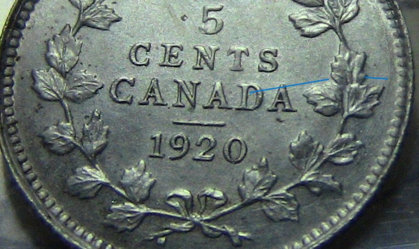 Canada-1920-5-Cent-Die-Break-Both-Sides