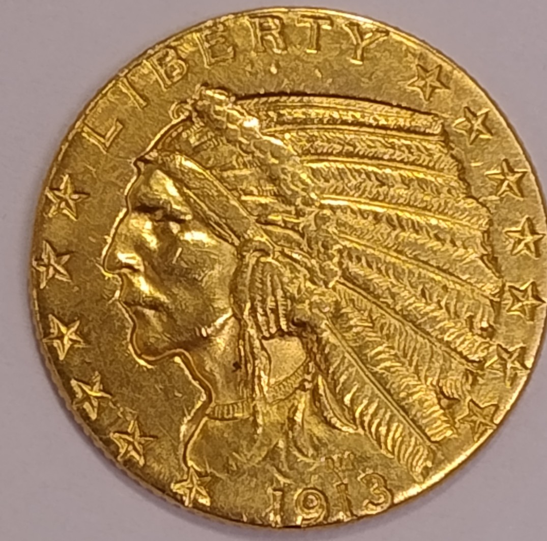 1913-P-$5-Indian-Gold