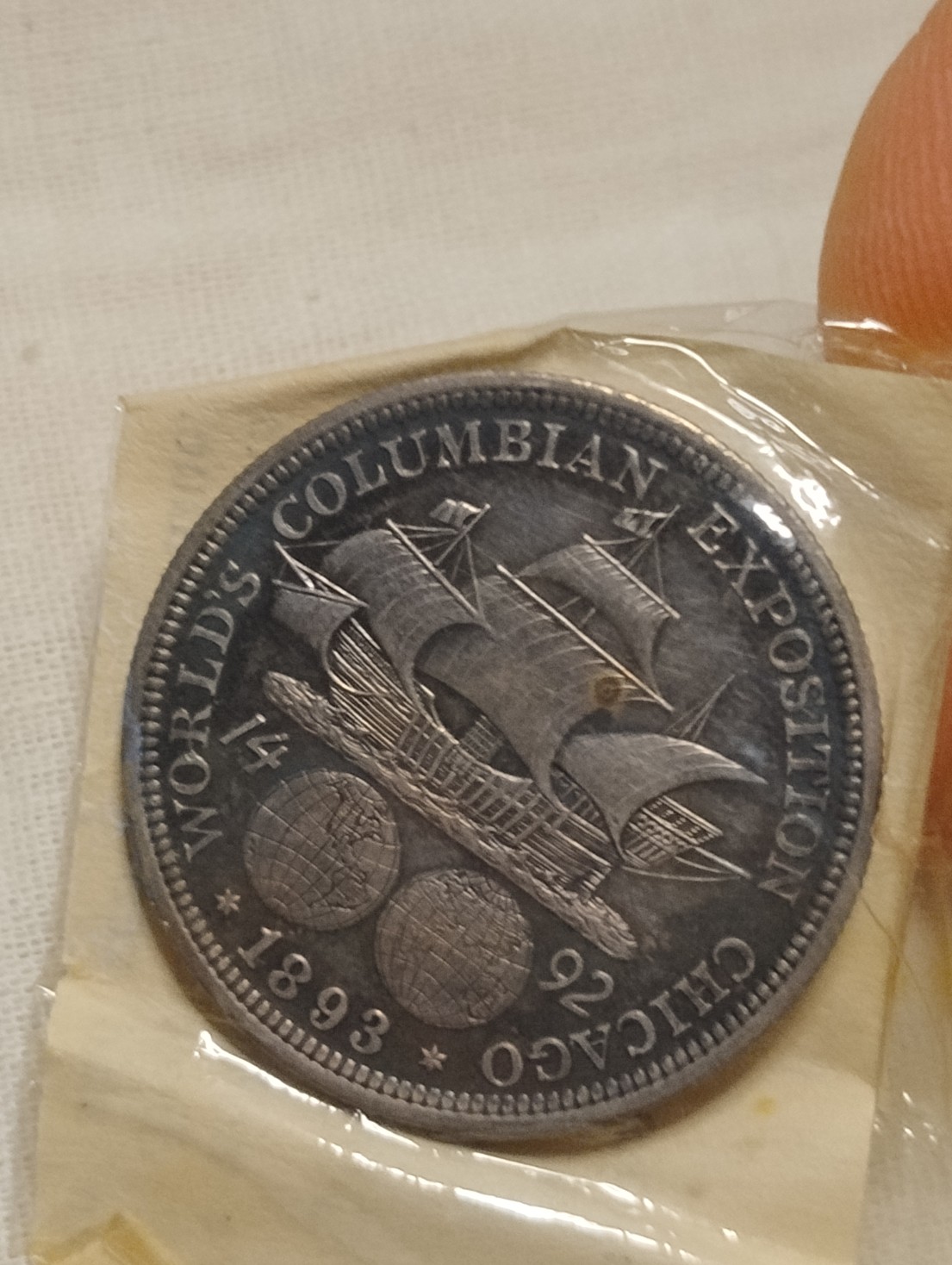 1893-P-Columbia-Expedition-Half-Dollar-In-Old-Dealer-Packaging