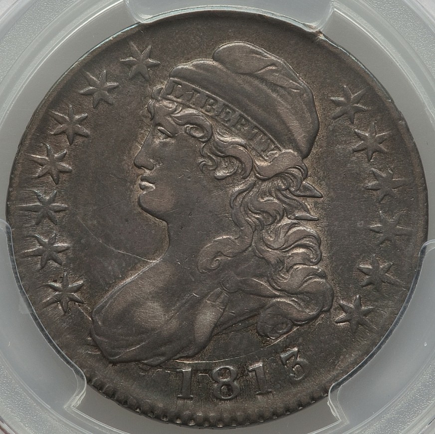 PCGS-True-View-Toned-1814-50c-XF40-Question-Interesting-Clash-Draped-Bust