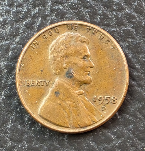 1958-D-Penny-Die,-Crack-On-Reverse.
