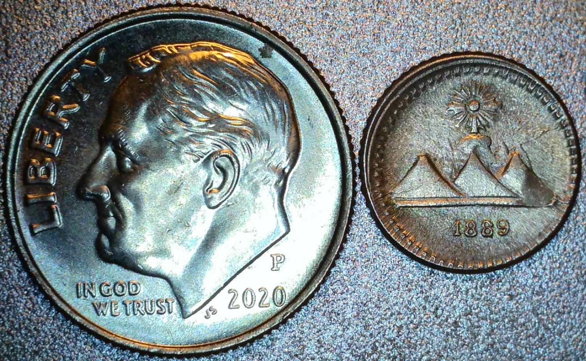 1889-Guatemalan-1/4-Real-With-Advanced-Die-Deterioration.
