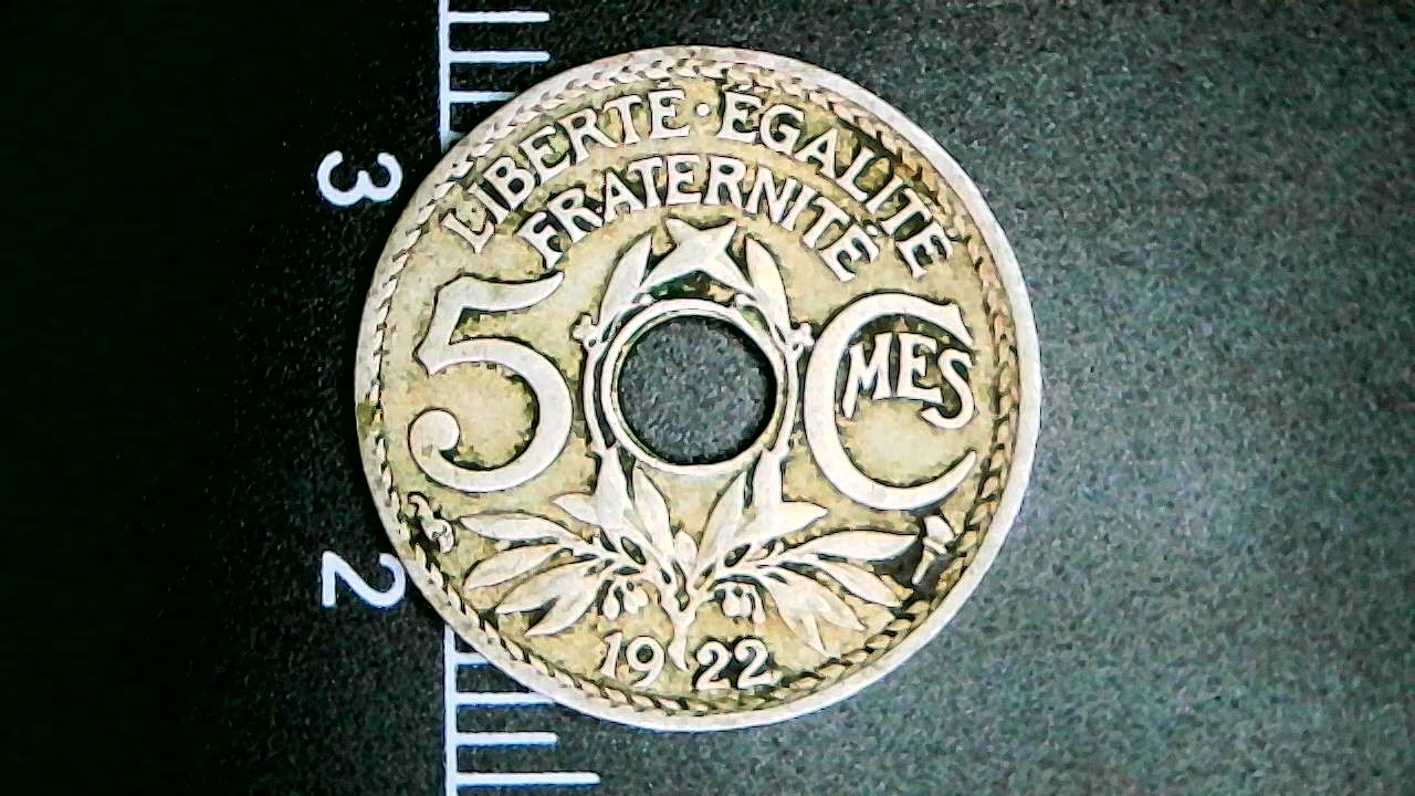 1922-Coin-Has-Error-Tilted-Die-Id:-France,-5-Centimes
