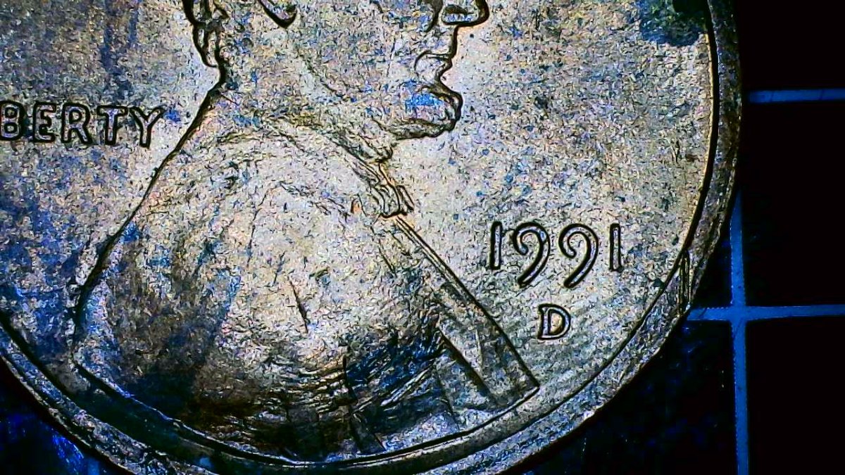 1991-D-Lincoln-Penny-Strike-Through-Or-Modified