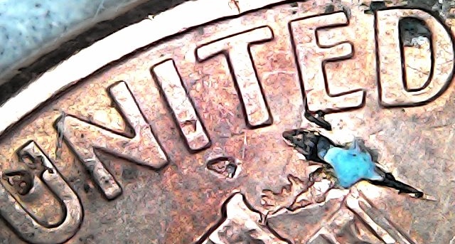 2000-Penny-With-Severe-Mint-Damage-Withddo-&md!
