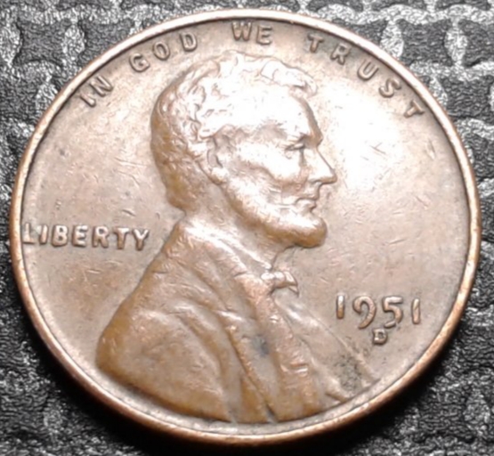 1951-D--Lincoln-Wheat-Penny;-Obverse-Mint-Mark-Misplacement