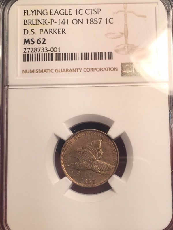 1857-Flying-Eagle-1c-W/-D.s.-Parker-Counterstamp-Uncirculated!