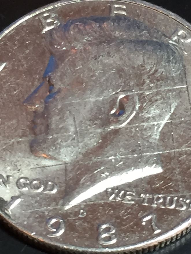 1987-D-Kenedy-Half-Dollar-With-Raised-Grid-Across-Face