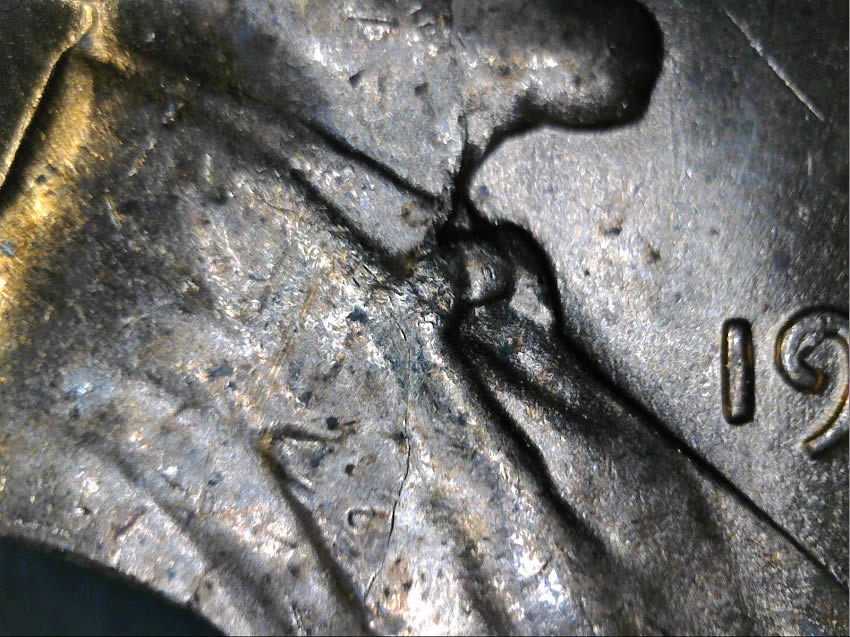1960-P-LMC-Vertical-Almost-Bilateral-Die-Crack-Down-Lincoln!