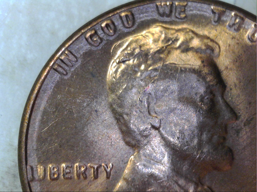 1955-P-BU-Wheat-RIDB-Pitd-Skull-Crack-Vest-Crack-Wow!
