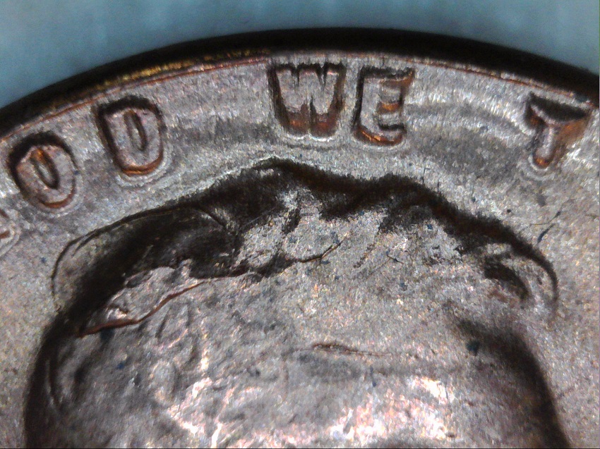 1955-P-BU-Wheat-RIDB-Pitd-Skull-Crack-Vest-Crack-Wow!