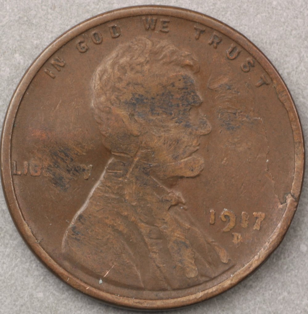 1917-D-LWC-Greaser,-Strike-Through,-Planchet-Crack-And-Bent-...-All-PMD?