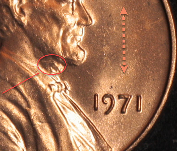 1971-LWC-Philadelphia-Obv.-Die-Clash-In-Neck,-Ghosting-Of-Lincoln's-Face-Right-Of-The-Bust,-DDR-?