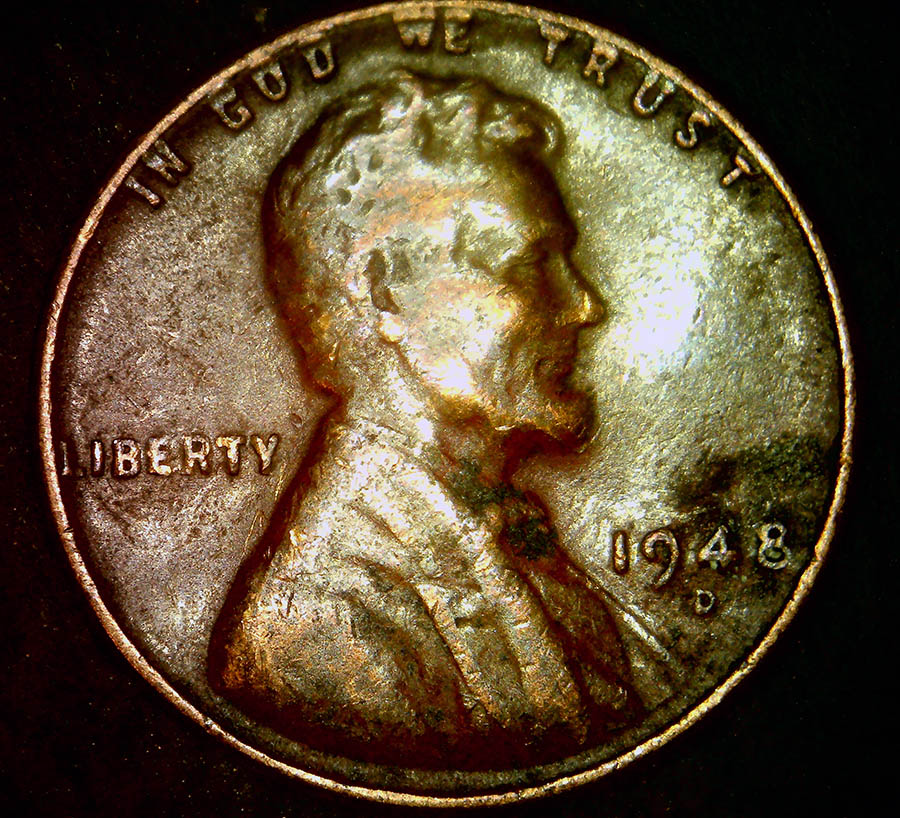 1948-D-Lincoln-Wheat-Cent---Nearly-Bisecting-Crack-/-Lam-/-Or-Just-PMD?