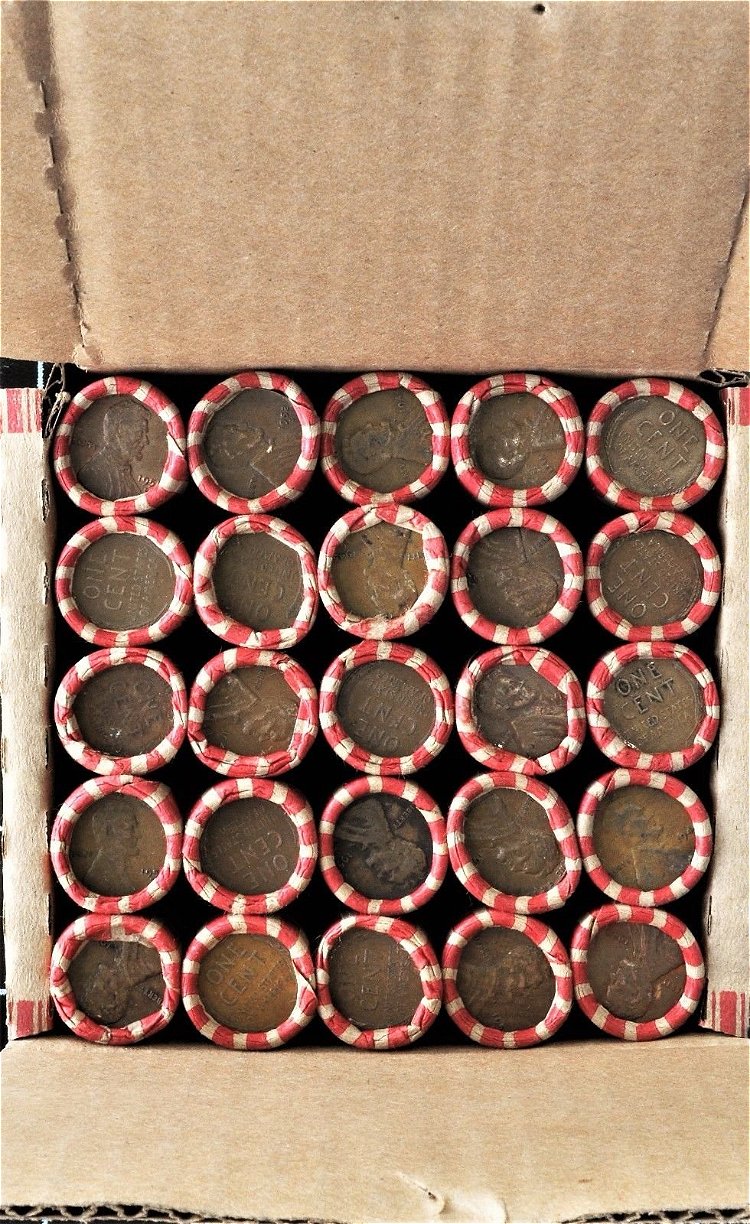 Bank-Sealed-Wheat-25-Rolls,-1909-1958-P-D-S