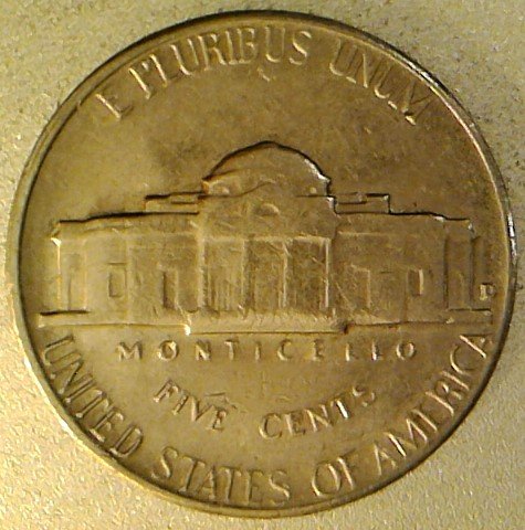 1964-D-Jefferson-Nickel,-Reverse-Die-Chip