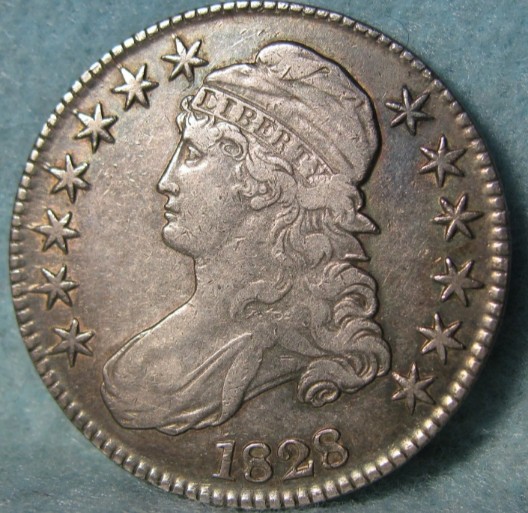 1828-Capped-Bust-Half-Dollar-With-Blue-Stains