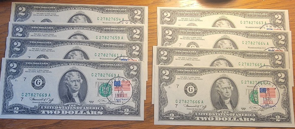 First-Day-Of-Issue-1976-$2.00-Bills