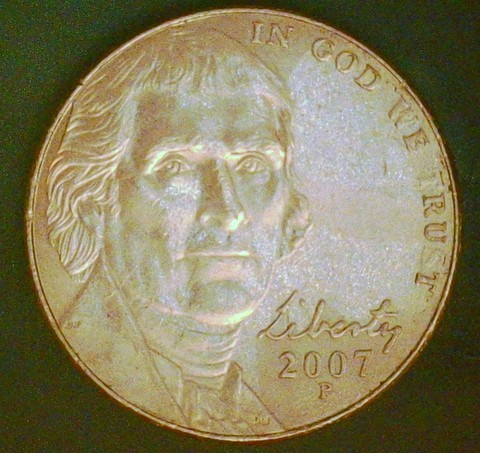 Greaser-2007-P-Jefferson-Nickel,-Struck-Thru-Grease