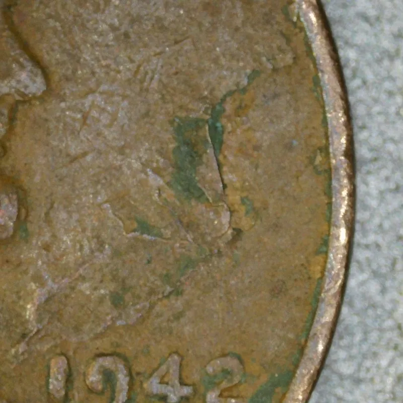 1942-LWC-Penny-Lamination-Error-/-Obverse