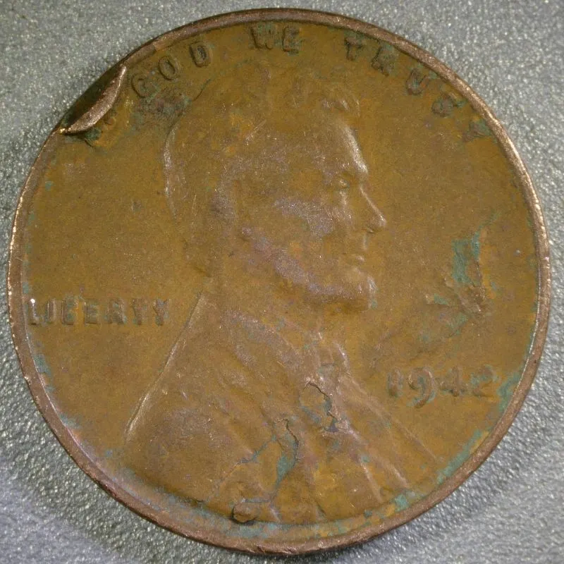 1942-LWC-Penny-Lamination-Error-/-Obverse