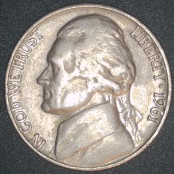 1961-D-Jefferson-Nickel-/-Bar-E