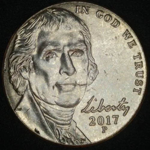 2017-P-Jefferson-Nickel-/-Longer-Die-Dent