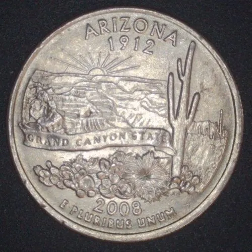 2008-P-Quarter,-Arizona-/-Multiple-Strike-Through-Error-/-OBV-And-Rev