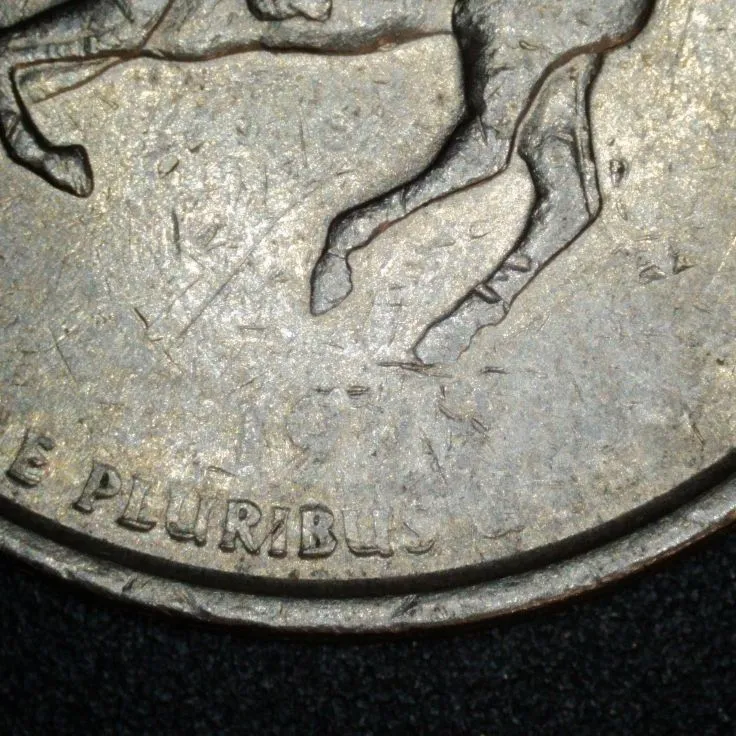1999-P-Delaware-Quarter-/-Struck-Through-A-Lot-Of-Grease
