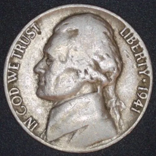 1941-P-Jefferson-Nickel-/-Phantom-Of-The-Opera-/-Lamination-Error