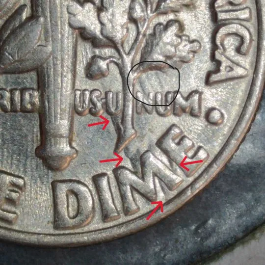 1984-P-Roosevelt-Dime-/-Die-Dent?-On-Reverse