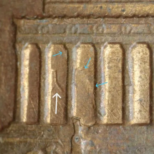 1983-P-LMC-Penny-/-Struck-Through-Dropped-Filling-/-Dropped-Letter-