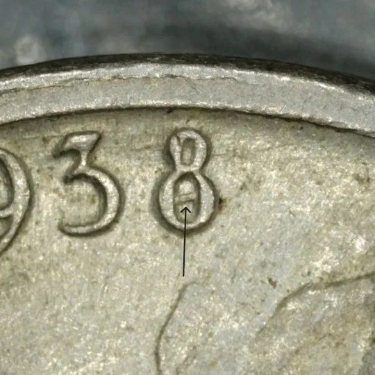1938-Jefferson-Nickel-/-Oddity-On-The-8---?