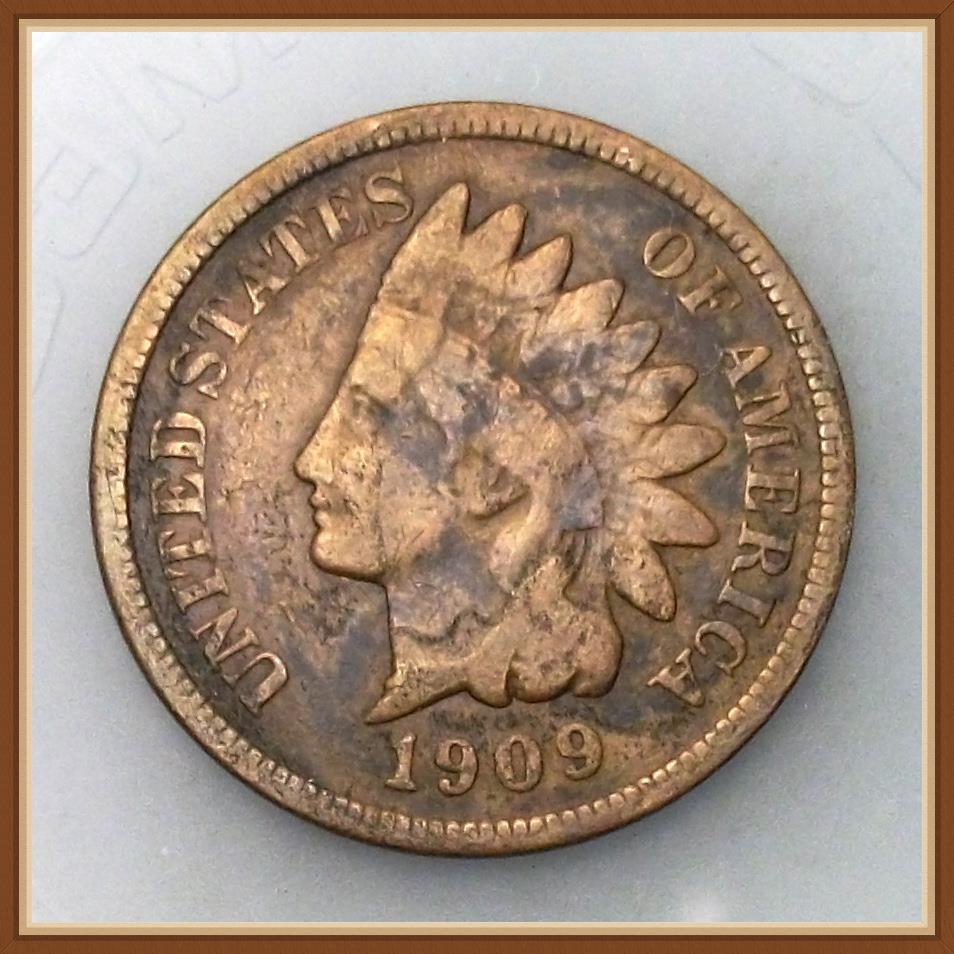 1909-Indian-Head-Penny-Do-You-See-Second-Head-Imprint,-Prob.-Hammer-Job?
