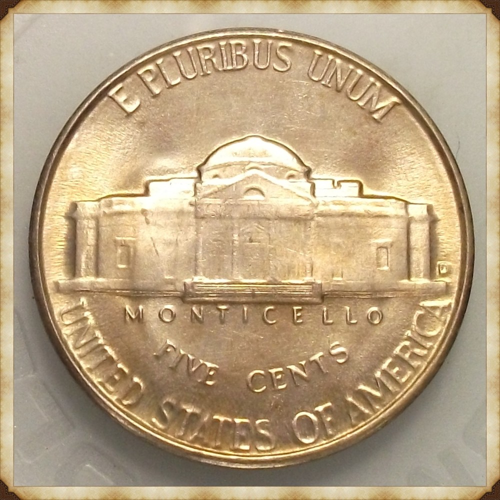 Jefferson-Nickel-1950-D-From-BU-Roll,-Light-Gold-Toning-But-What's-Going-On-With-Die-State?