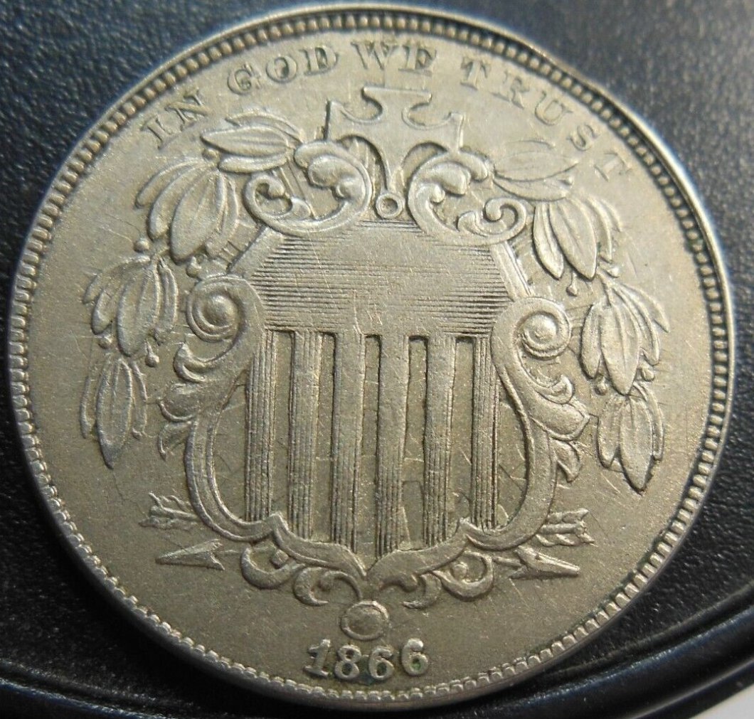 1866-Shield-Nickel-W/Major-OBV-Clash